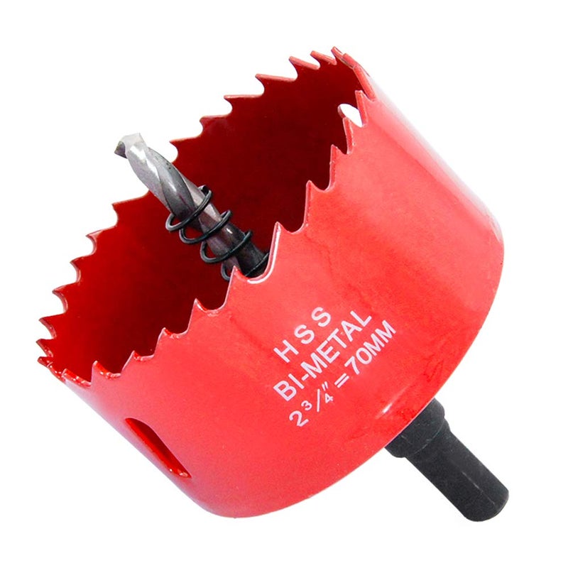 Laiwei Hole Saw Drill Bit HSS Hole Cutter with Arbor for Wood(2-3/4"(70mm Hole Saw)) - Image 1