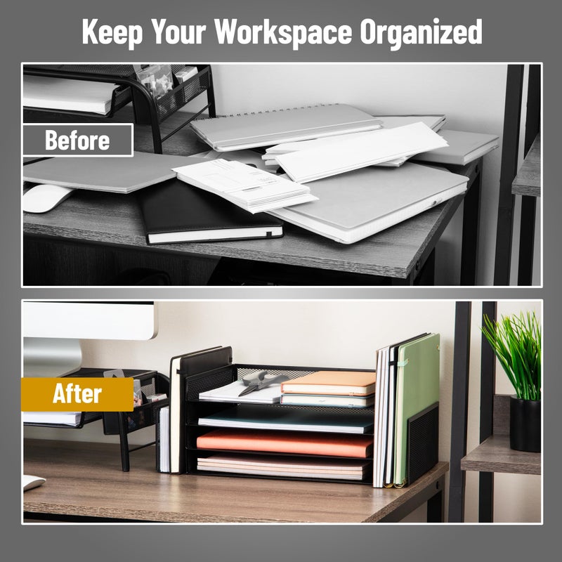Mind Reader Desktop Organizer, File Storage, Paper Tray, Workspace, Office, Metal Mesh, 16.75"L x 9.15"W x 6"H, Black - Image 5