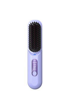 Furtey Portable cordless hair straightener, USB rechargeable electric hair straightener, fast heating comb, ideal for travel, dual-purpose straightening and curling, convenient styling tool, purple  - Image 1