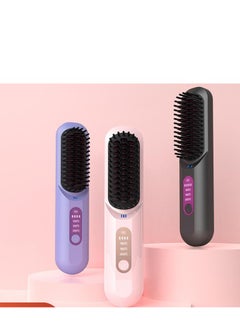 Furtey Portable cordless hair straightener, USB rechargeable electric hair straightener, fast heating comb, ideal for travel, dual-purpose straightening and curling, convenient styling tool, purple  - Image 3