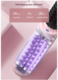 Furtey Portable cordless hair straightener, USB rechargeable electric hair straightener, fast heating comb, ideal for travel, dual-purpose straightening and curling, convenient styling tool, purple  - Image 4