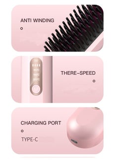 Furtey Portable cordless hair straightener, USB rechargeable electric hair straightener, fast heating comb, ideal for travel, dual-purpose straightening and curling, convenient styling tool, purple  - Image 5