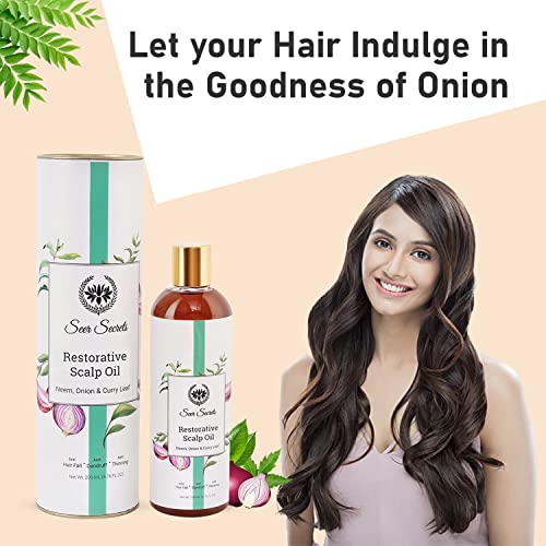 Seer Secrets Restorative Curry Leaf Neem & Onion Scalp Hair Oil | Anti-Hair Fall |Anti-Dandruff | Provides Strength, Softness & Shine, 200 ml - Image 5