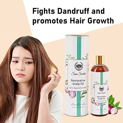 Seer Secrets Restorative Curry Leaf Neem & Onion Scalp Hair Oil | Anti-Hair Fall |Anti-Dandruff | Provides Strength, Softness & Shine, 200 ml - Image 3