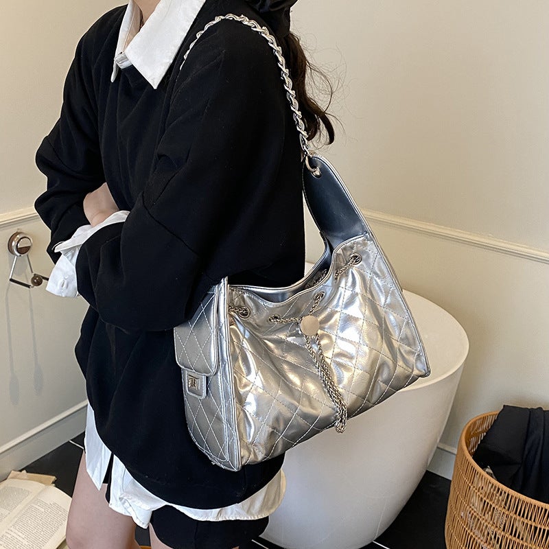 High-End Commuter Shoulder Underarm Bag Women'S Large-Capacity Quilted Bucket Bag Fashion Tote Bag - Image 3