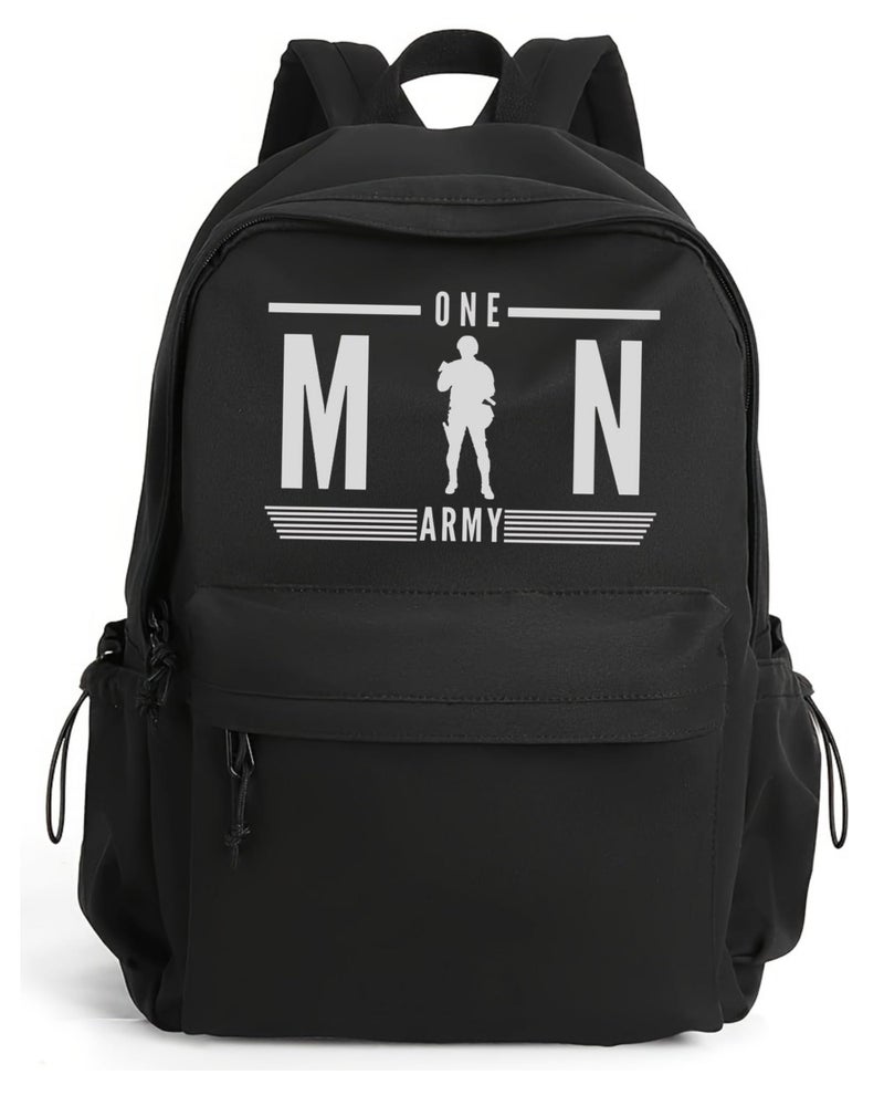 Glowic Stylish Printed Backpack for Men & Women | Laptop Bag with Trendy Quotes | Casual Travel, College & Office Backpack for Daily Use (Army Black) - Image 1