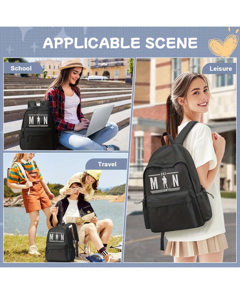 Glowic Stylish Printed Backpack for Men & Women | Laptop Bag with Trendy Quotes | Casual Travel, College & Office Backpack for Daily Use (Army Black) - Image 3