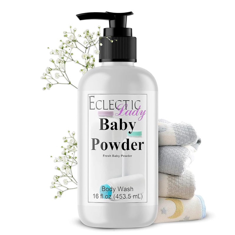 Eclectic Lady Liquid Pearl Body Wash  Baby Powder Scent 3in1 Use For Bubble Bath Hand Soap  Body Wash PhthalateFree Baby Powder Fragrance Handcrafted in USA 16 oz