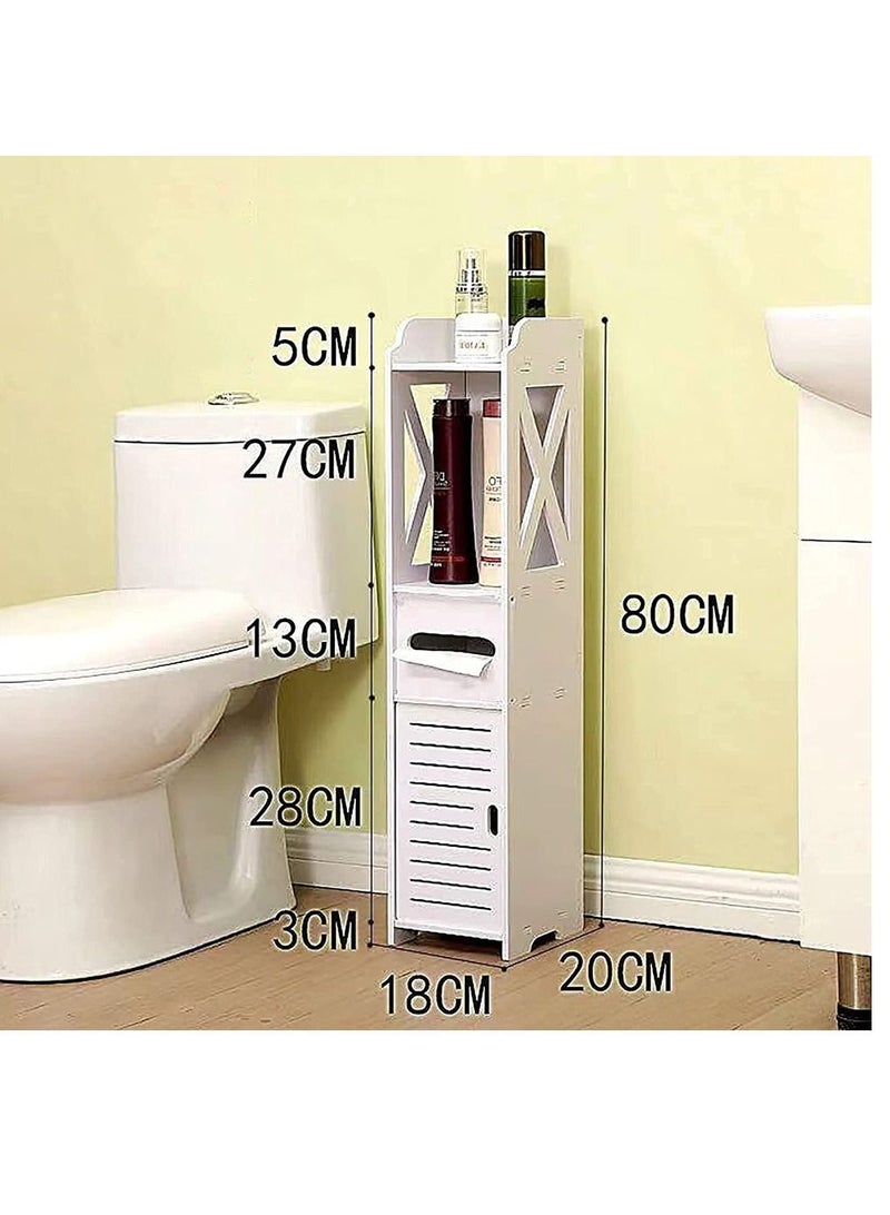 FFD Wooden Corner Shelf Storage Cabinet Floor Stand Towel Holder with Door Bathroom Sink Organizer Tissue Holder  - Image 4