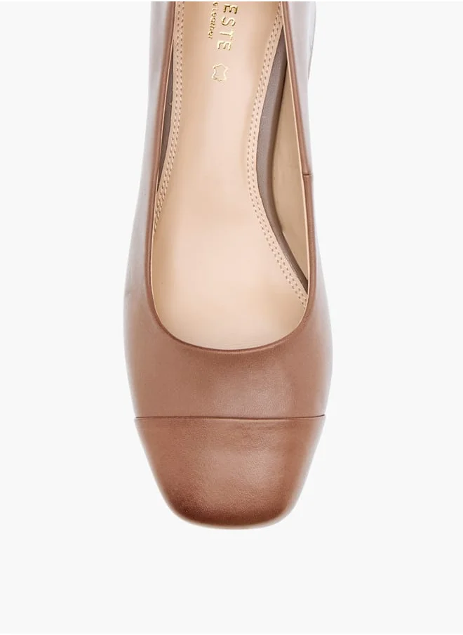 سيليست Womens Panelled Slip-On Shoes With Block Heels