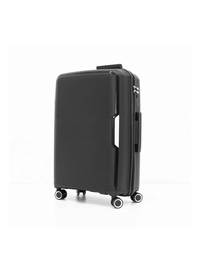 GIORDANO Hardshell Luggage Double Spinner Trolley Bag 3 Pieces Set,Black (S-20",M-24",L-28")