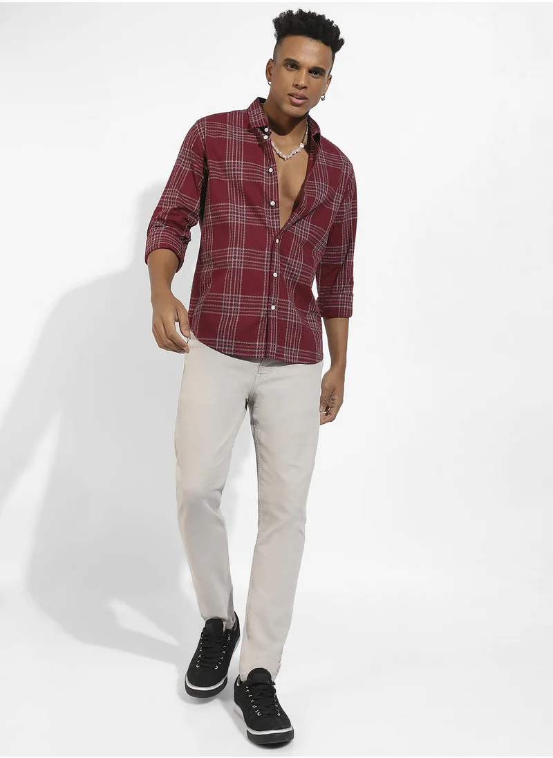 Instafab Plus Chalk Tartan Plaid Shirt