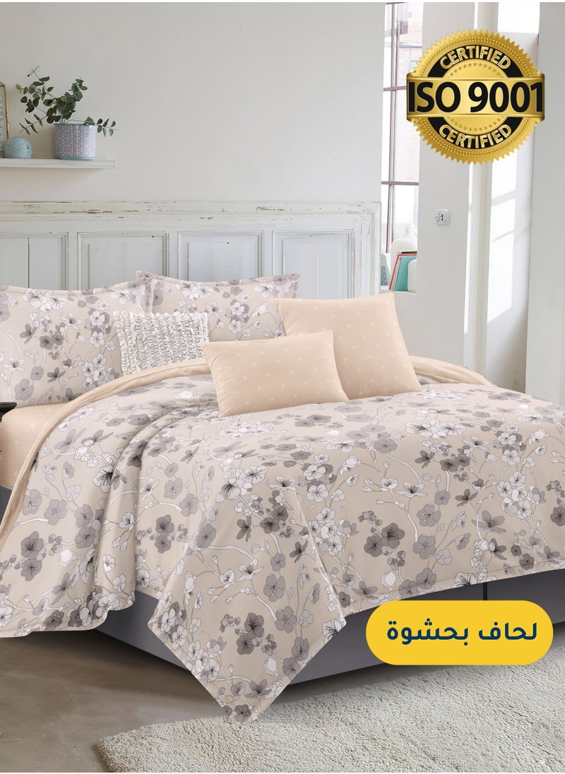 Master Home Textile - Microfiber Printed Comforter Sets, Fits 200 x 200 cm King / Double Size Bed, 8 Pcs, With Soft Filling, Celine Series - Image 1