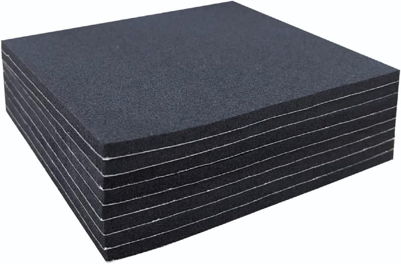 TYESMER Adhesive Foam Padding, 8 Pieces Neoprene Foam Anti Vibration Pads High Density Closed Cell Foam Sheet, Insulation Soundproofing Black (6" x 6" x 1/16", 8 Pcs) - Image 1