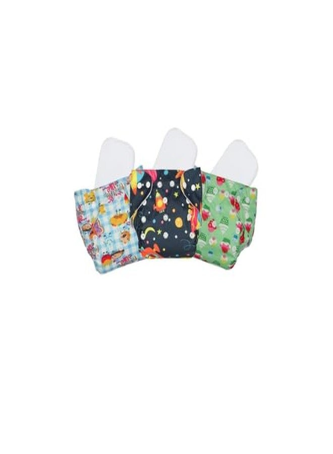 Laee cute "Eco-Friendly Baby Cloth Diapers with Absorbent Inserts - Soft, Washable & Adjustable (skyblue+green+black) - Image 1
