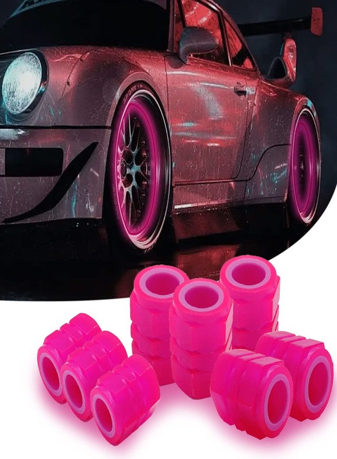 OSIFIT 8PCS Car Tire Valve Stem Caps, Universal Noctilucent Waterproof Car Wheel Tire Caps, Suitable for Air Valve Caps for Cars, Motorcycles, Bicycles (Pink) - Image 1