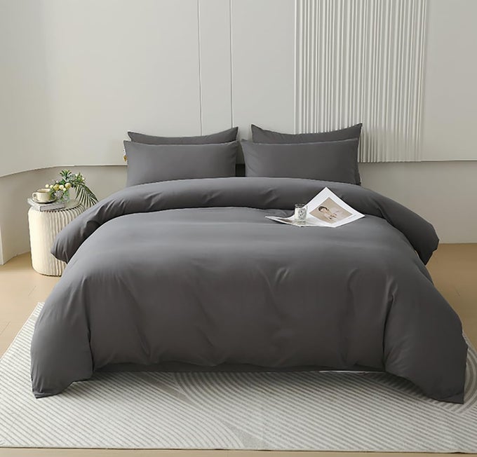 DARK GREY COMFORTER SET FULL SIZE DEEP COMFORTER QUILT FOR TEEN BOYS GIRLS MINIMALIST SOFT SOLID GREY BED BLANKET