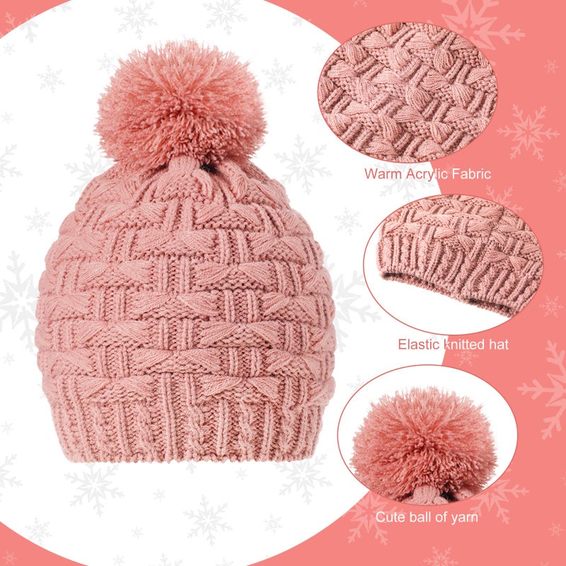JenPen 4 Pcs Winter Hat Scarf and Gloves Set for Women Include Ear Cover Cold Weather Scarf Hat Knit Beanie Gloves(Pink) - Image 5