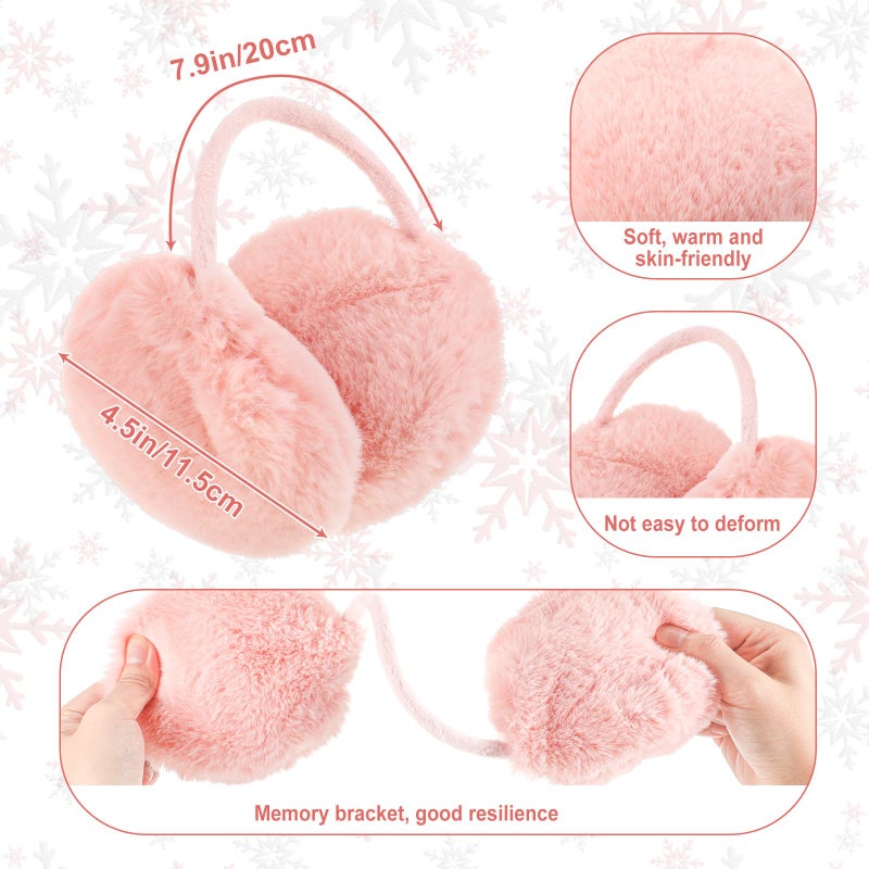 JenPen 4 Pcs Winter Hat Scarf and Gloves Set for Women Include Ear Cover Cold Weather Scarf Hat Knit Beanie Gloves(Pink) - Image 3
