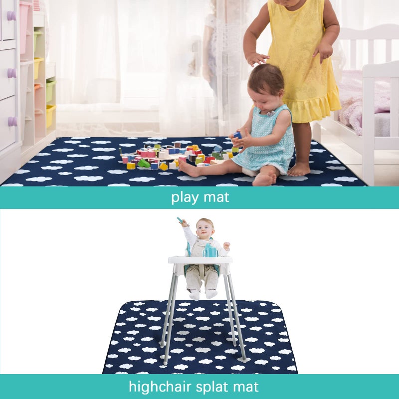 Biloban Splat Mat 2 Pack for Under High Chair & Arts & Crafts & Eating Mess, Waterproof Baby Playtime Anti-Slip Mat for Floor or Table, Reusable & Portable Splash Mat 42” ×46” - Image 5
