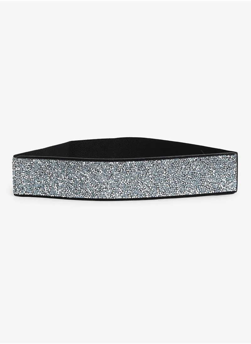 Haute Sauce Silver Textured Waist Belt