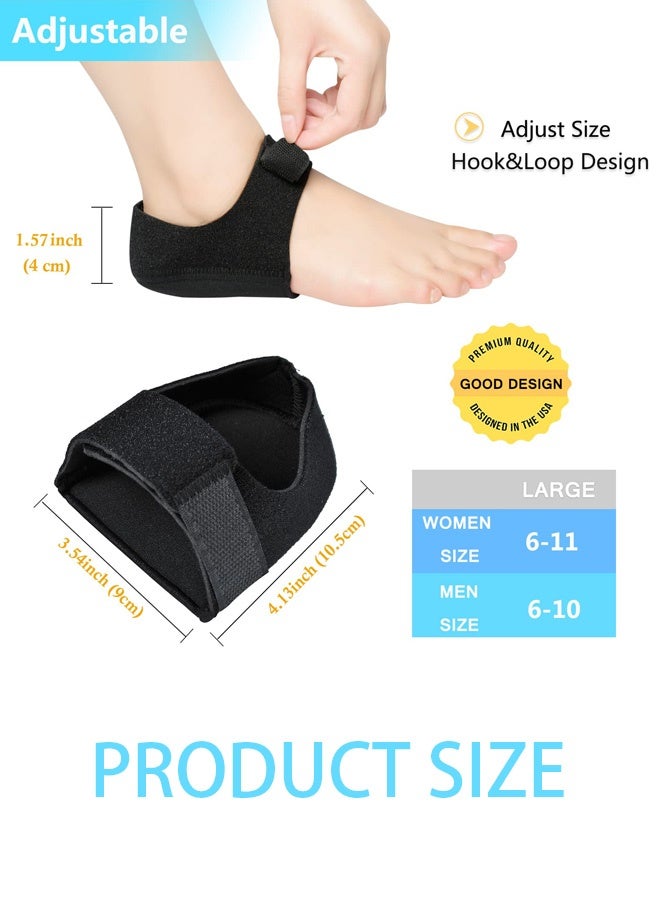2 Pairs Heel Protectors, Cups for Plantar Fasciitis, Thickened Gel Cushion Pads Achilles Tendinitis, Blisters, Cracked Heels Spur Feet Relieve Pain, Adjustable Pads - Image 2