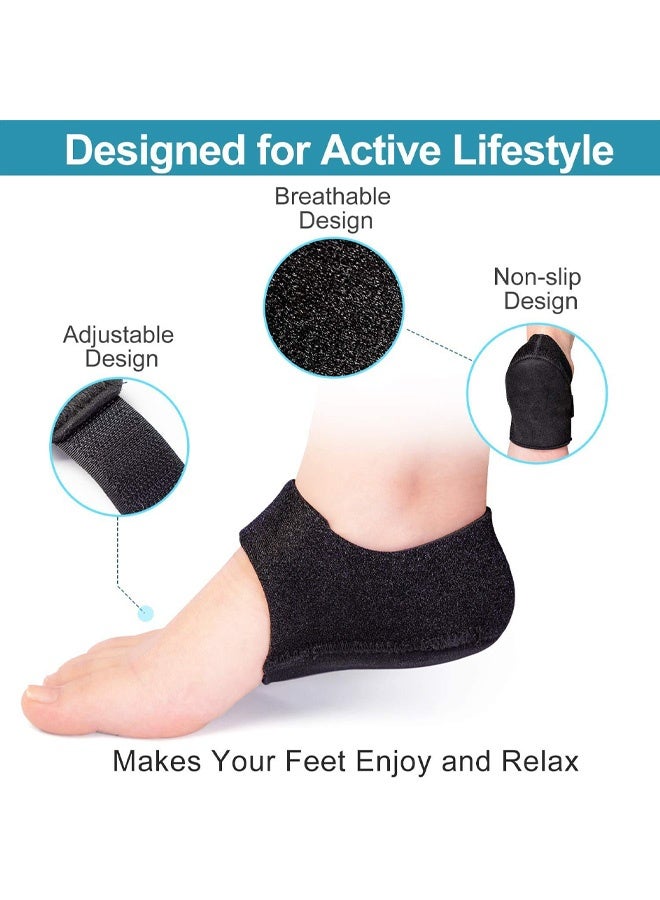 2 Pairs Heel Protectors, Cups for Plantar Fasciitis, Thickened Gel Cushion Pads Achilles Tendinitis, Blisters, Cracked Heels Spur Feet Relieve Pain, Adjustable Pads - Image 3