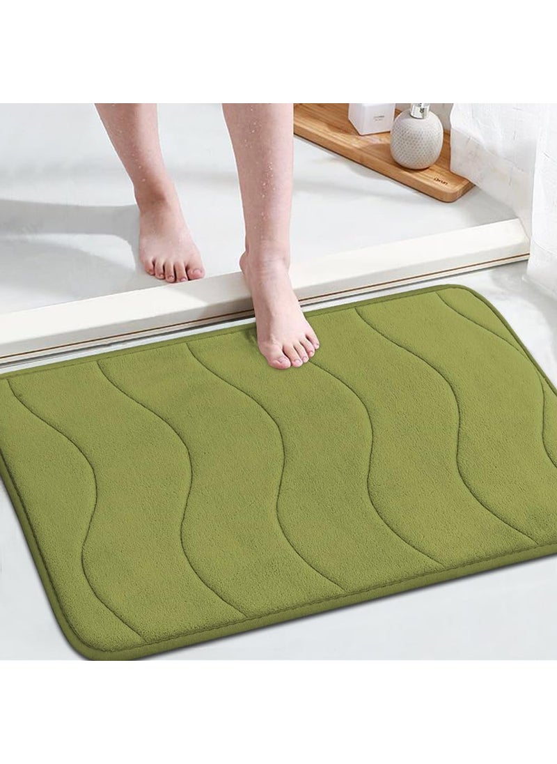 Flamingo P Flamingo P Memory Foam Bath Mat Non Slip Super Absorbent Shower Rug for Bathroom24x17Olive 