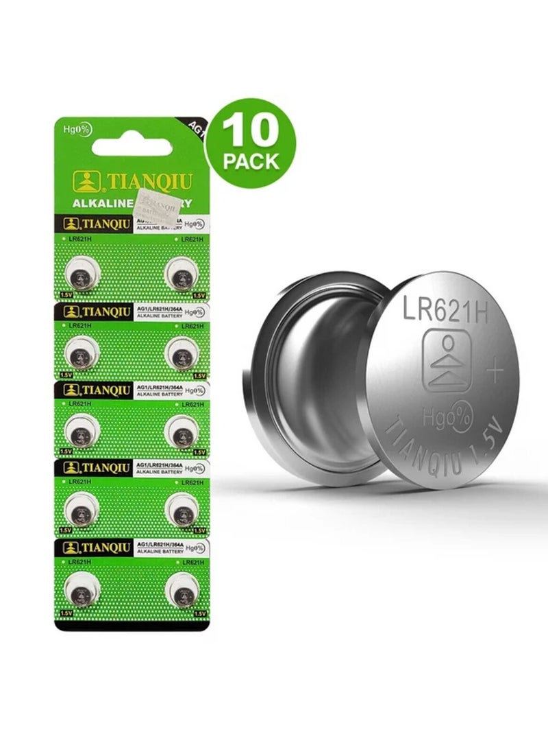 TIANQIU 10-Pieces Tianqiu AG1/ LR621H/ 364A 1.5V Alkaline Batteries  - Image 1