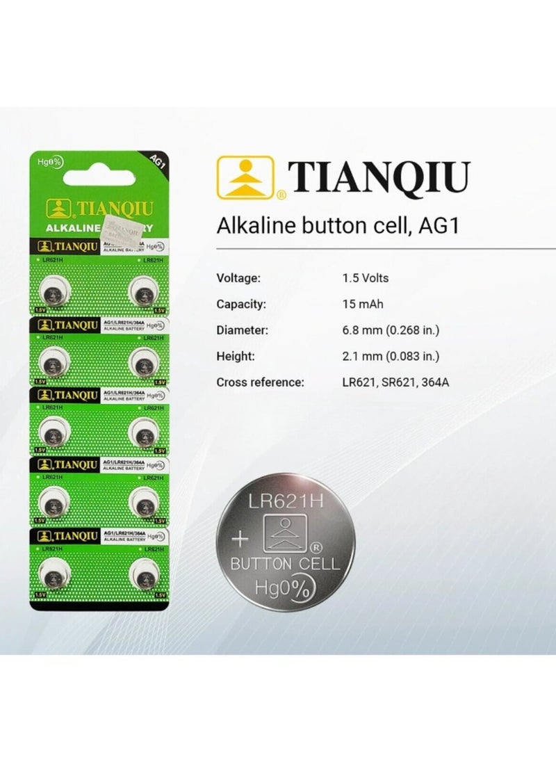 TIANQIU 10-Pieces Tianqiu AG1/ LR621H/ 364A 1.5V Alkaline Batteries  - Image 2