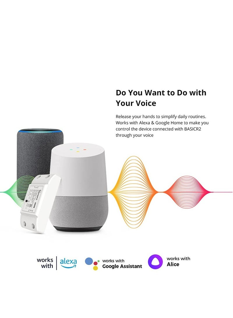 Sonoff Basic R2 (Upgrade) with RED Load ON LED, Blue Wi-Fi LED & Flame, Resistant PC Material, Wi-Fi Smart Switch, Works with eWeLink, Google Home - Image 4