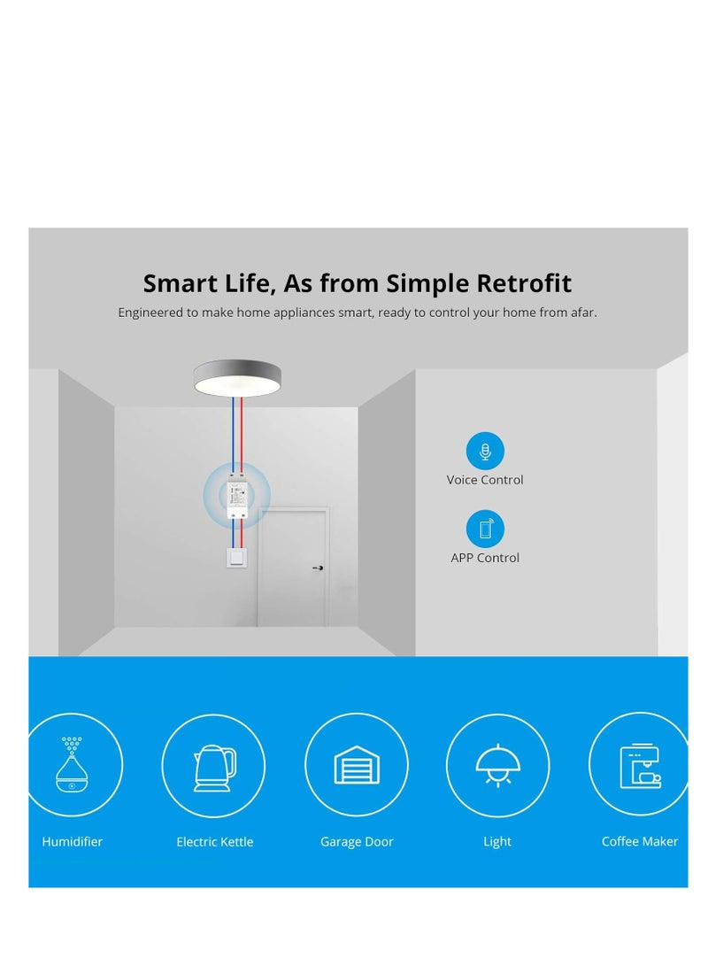 Sonoff Basic R2 (Upgrade) with RED Load ON LED, Blue Wi-Fi LED & Flame, Resistant PC Material, Wi-Fi Smart Switch, Works with eWeLink, Google Home - Image 3