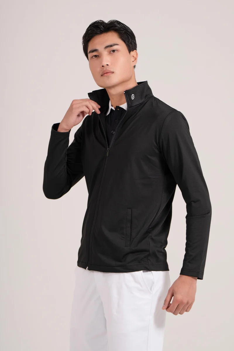 إي جي إل EGL Unisex Full Zip Golf Jacket - Black - Full Sleeves Athletic Performance Fit