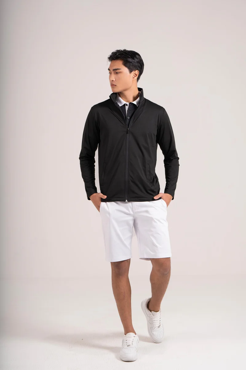 إي جي إل EGL Unisex Full Zip Golf Jacket - Black - Full Sleeves Athletic Performance Fit