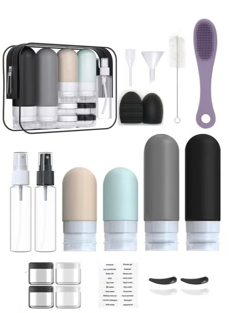 19pack Travel Bottles for Toiletries,TSA Approved Silicone Travel Containers jar for Toiletries,Leak Proof Refillable Liqus Shampoo And Conditioner Travel Essentials toiletry Bottles - Image 1