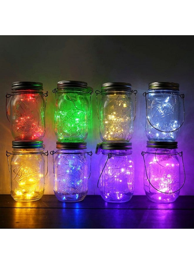 Miaro 8 Pack Mason Jar Lights, 20 Led Solar Warm White Fairy String Lights Lids Insert For Garden Deck Patio Party Wedding Multicolor - Image 1