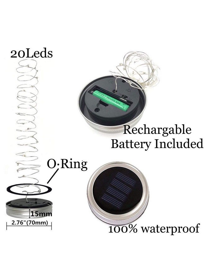 Miaro 8 Pack Mason Jar Lights, 20 Led Solar Warm White Fairy String Lights Lids Insert For Garden Deck Patio Party Wedding Multicolor - Image 2