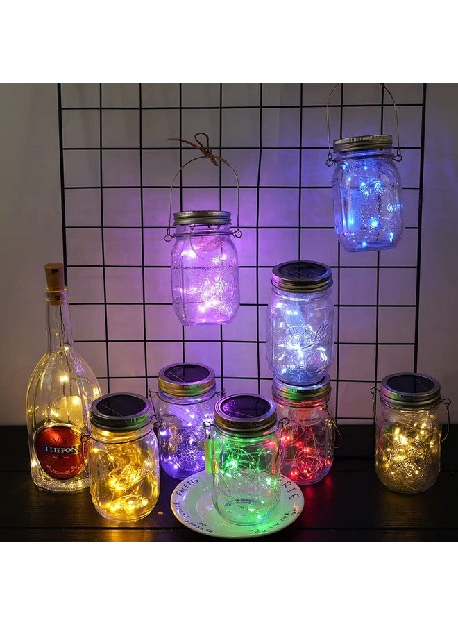 Miaro 8 Pack Mason Jar Lights, 20 Led Solar Warm White Fairy String Lights Lids Insert For Garden Deck Patio Party Wedding Multicolor - Image 3