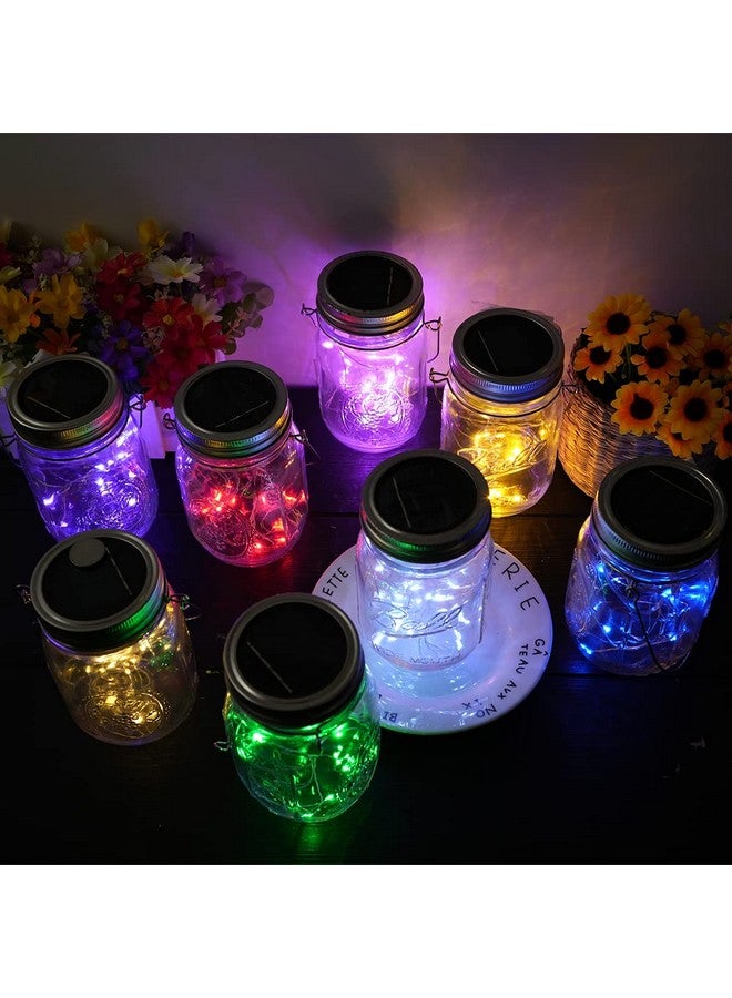Miaro 8 Pack Mason Jar Lights, 20 Led Solar Warm White Fairy String Lights Lids Insert For Garden Deck Patio Party Wedding Multicolor - Image 5