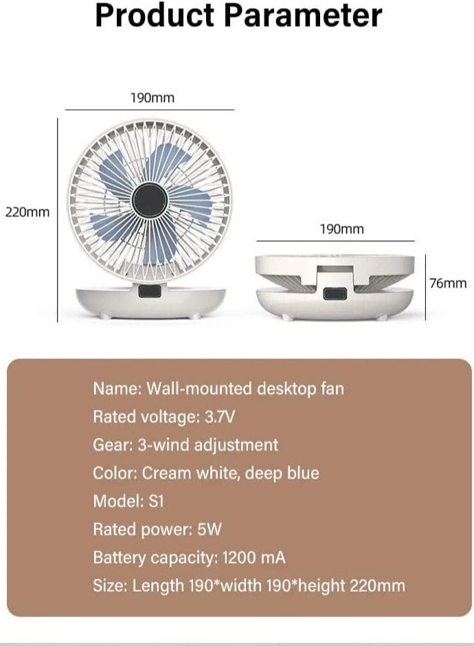 Excefore مروحة مطبخ منزلية مزدوجة الاستخدام، مروحة طاولة قوية محمولة مثبتة على الحائط، مروحة سطح مكتب تدور 120 درجة، مروحة طاولة قابلة للتعديل للمطبخ والمنزل، بيضاء، قابس مستقيم - غير قابلة لإعادة الشحن - Image 4