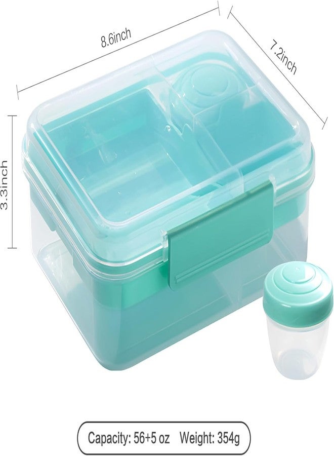 BLURISM Bento Box to Go Lunch Box with Compartments, 1.65 L Lunch Box with Yoghurt/Fruit Container, for Children and Adults, BPA-Free, Salad Box, (Teal) - Image 5