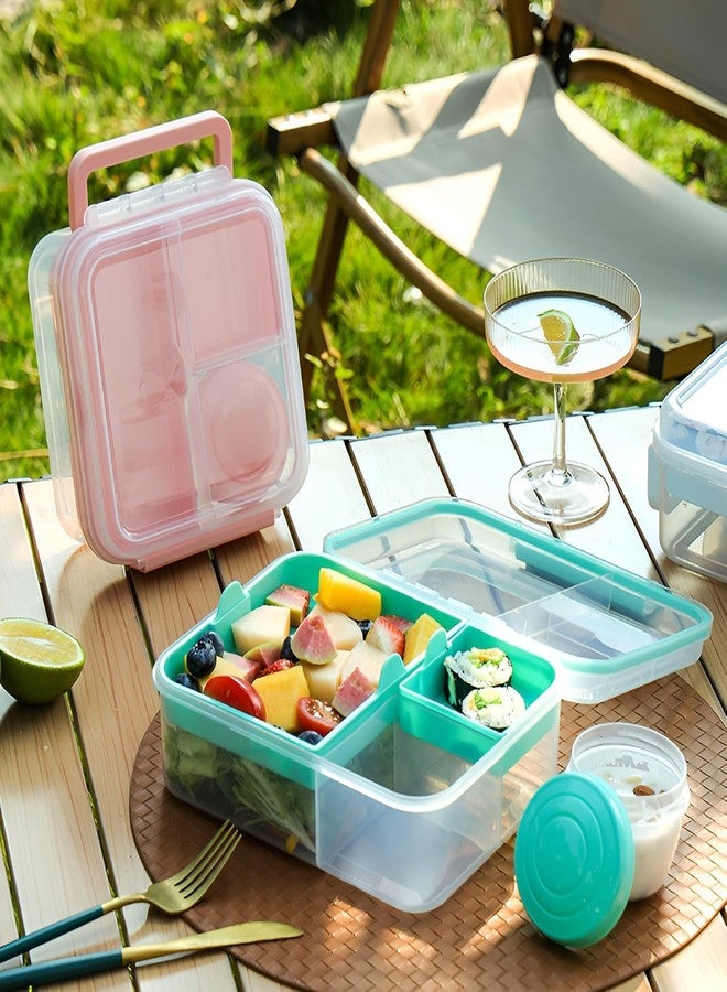 BLURISM Bento Box to Go Lunch Box with Compartments, 1.65 L Lunch Box with Yoghurt/Fruit Container, for Children and Adults, BPA-Free, Salad Box, (Teal) - Image 4