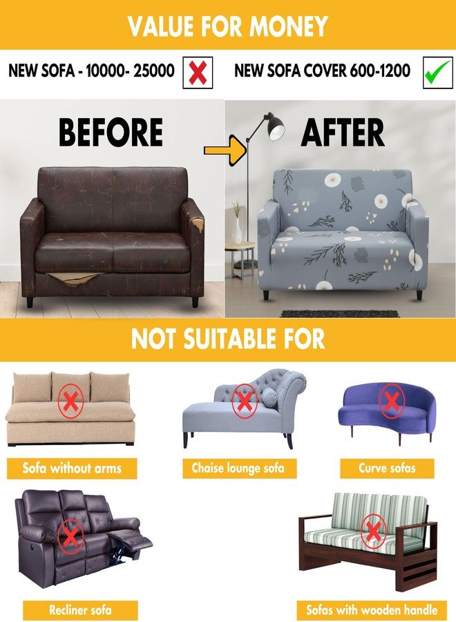 Bigkart Elastic Sofa Covers for 2 Seater Sofas | Polyster-Spandex, Stretchable, Sofa Covers for Single, Double and Triple Seater Sofas - Image 5