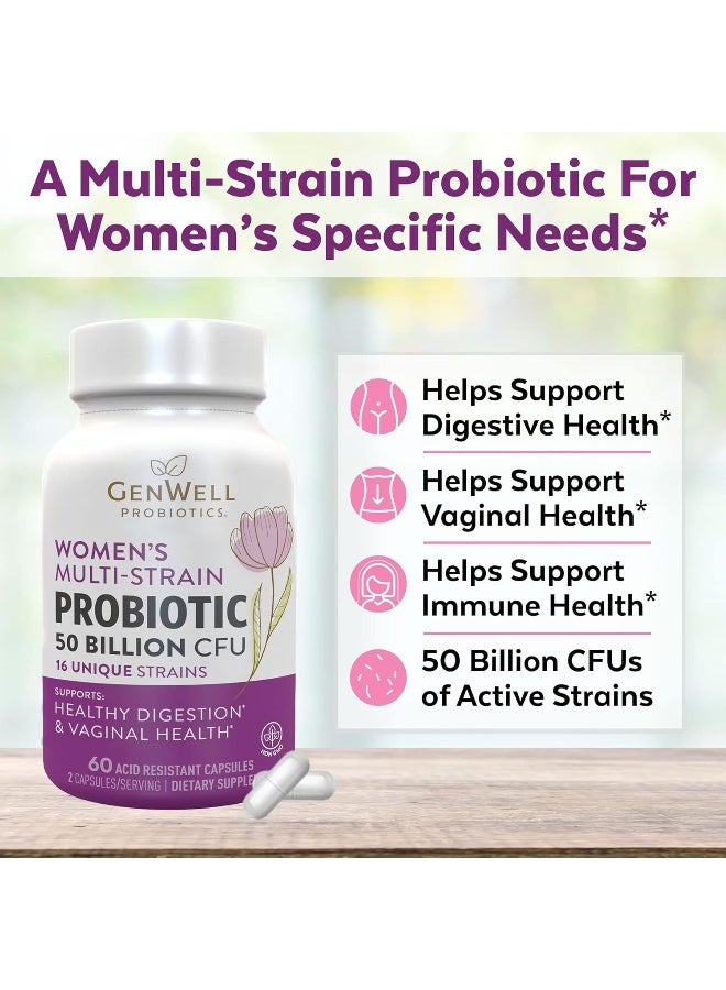 البروبيوتيك للنساء 50 مليار وحدة تشكيل مستعمرة و16 سلالة | 60 كبسولة، مكملات غذائية صحية للأمعاء للنساء، تدعم الجهاز الهضمي وصحة المرأة البروبيوتيك - Image 2