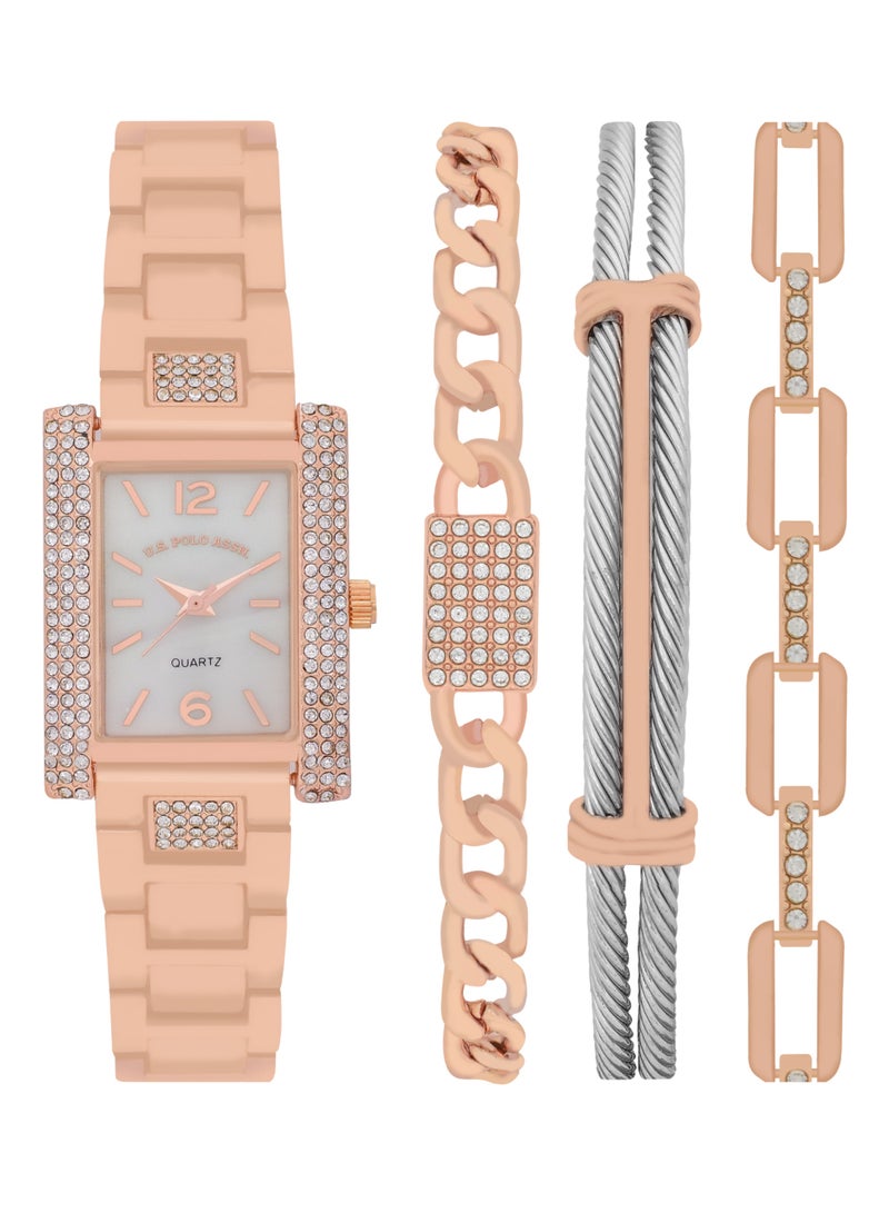 U.S. Polo Assn. Women's Quartz Watch Analog Display and rose gold tone Set watch - Image 1