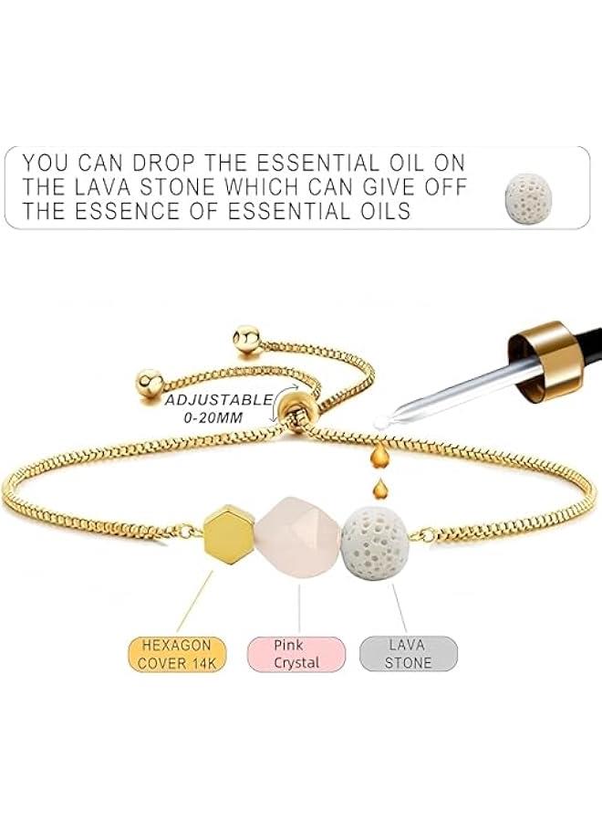 Arabest Essential Oil Diffuser Bracelets, 14K Gold Link Bracelets for Women, Birthday Gifts for Women Mom  - Image 3