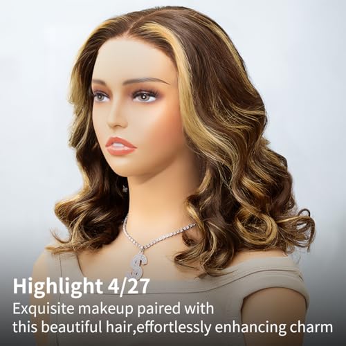 Tinashe 14Inch Wear and Go Glueless Bob Wig Human Hair Highlight Bob Wig Human Hair Honey Blonde 5x6 Body Wave Wigs for Beginners Glueless Short Bob Wig14inchP427 Loose Body Bob Wig - Image 3