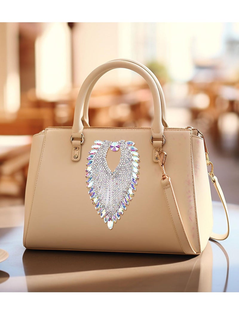 SYOSI Rhinestone Chain 3.35 x 5.12in Shoulder Epaulets Tassel Chain with Horse Eye Rhinestones Heart Shaped Tassel Diamond Buckle for DIY Crafts Clothes Bag Decoration Purse Handbag Colorful  - Image 5