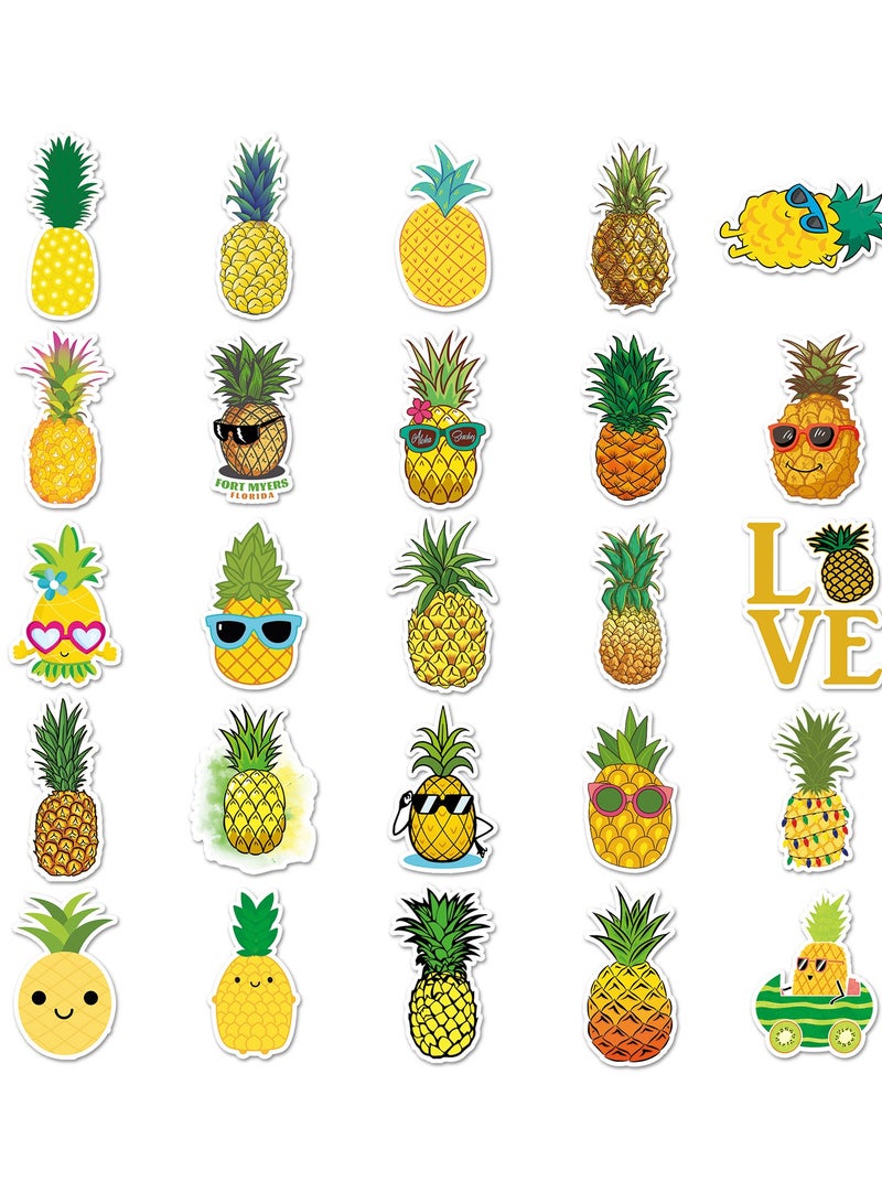 Pineapple Stickers for Teens Boy Girls Kids 50 Pcs Cartoon Vinyl Waterproof Stickers for Laptop Computer Phone Tablet Luggage Flasks Water Bottle Bike Car Notebook Cute Fruit Decals Pack - Image 3