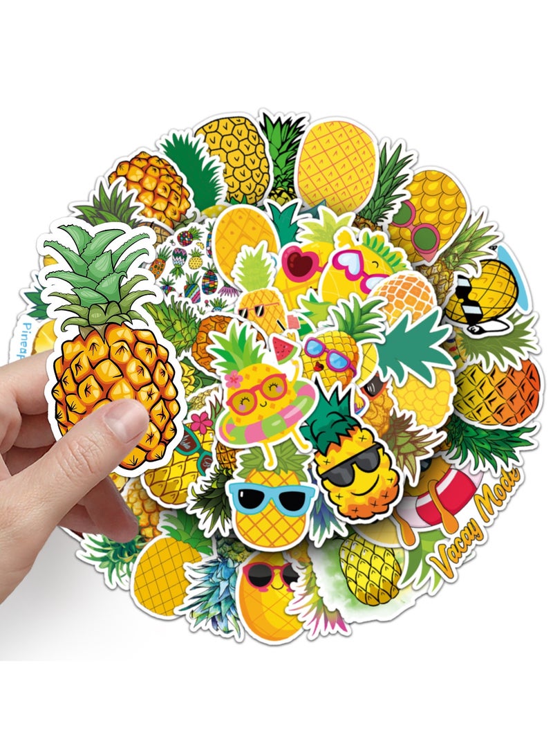 Pineapple Stickers for Teens Boy Girls Kids 50 Pcs Cartoon Vinyl Waterproof Stickers for Laptop Computer Phone Tablet Luggage Flasks Water Bottle Bike Car Notebook Cute Fruit Decals Pack - Image 4